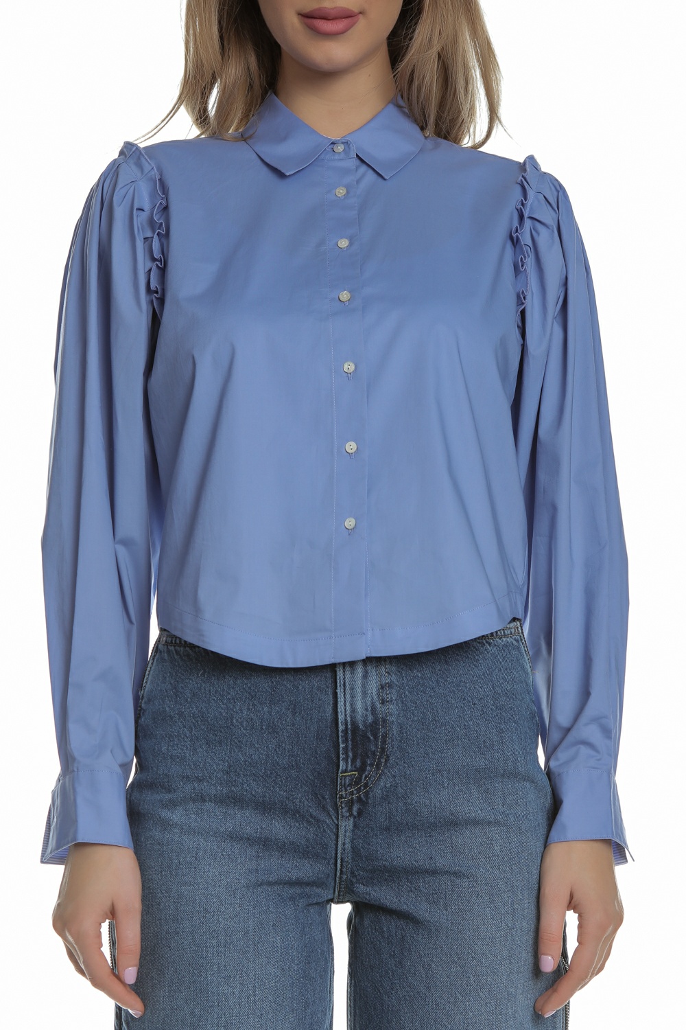 SCOTCH & SODA SCOTCH & SODA - Γυναικείο πουκάμισο cropped SCOTCH & SODA γαλάζιο