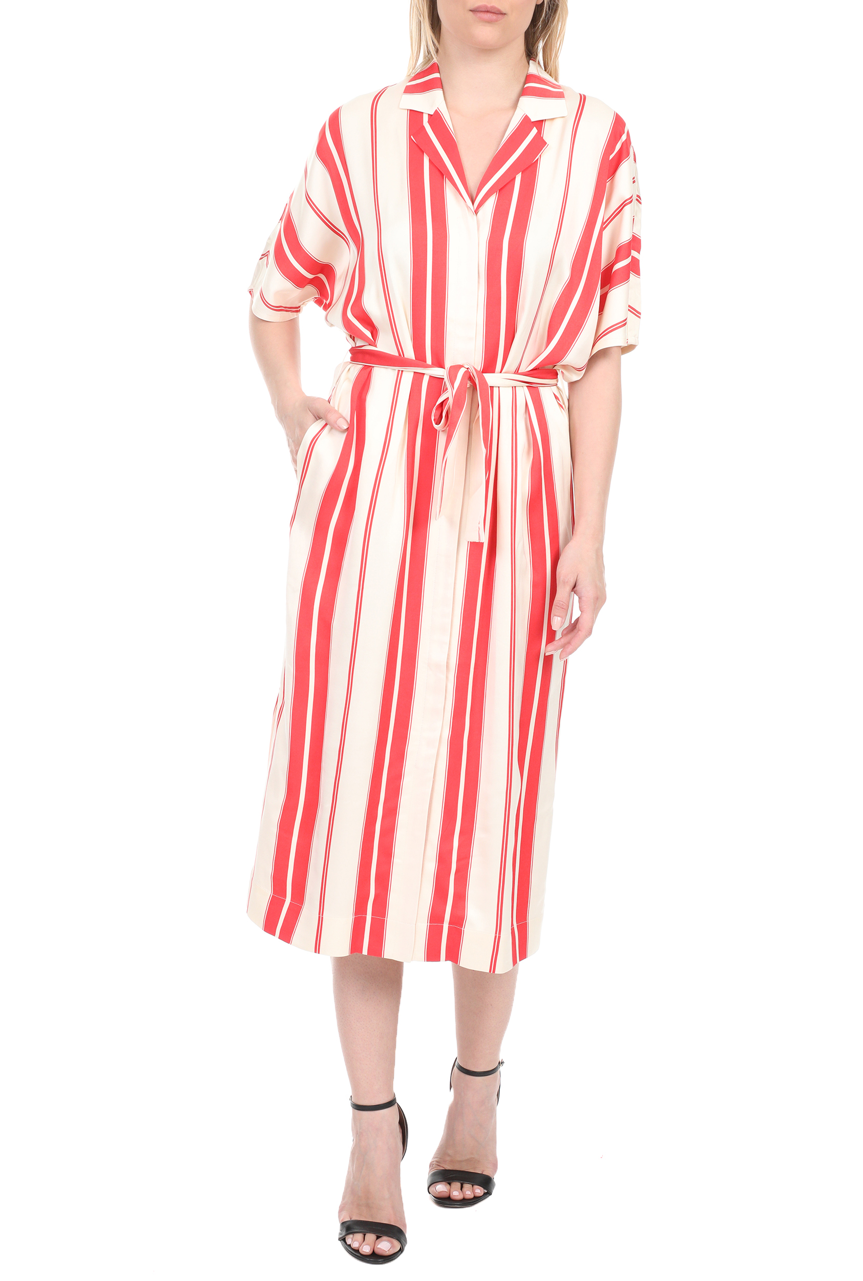Γυναικεία/Ρούχα/Φορέματα/Μάξι SCOTCH & SODA - Γυναικείο μακρύ φόρεμα SCOTCH & SODA λευκό κόκκινο