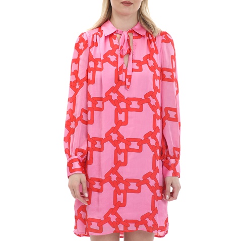 TRAFFIC PEOPLE-Γυναικείο mini φόρεμα TRAFFIC PEOPLE Chain Gang/Maisie ροζ κόκκινο