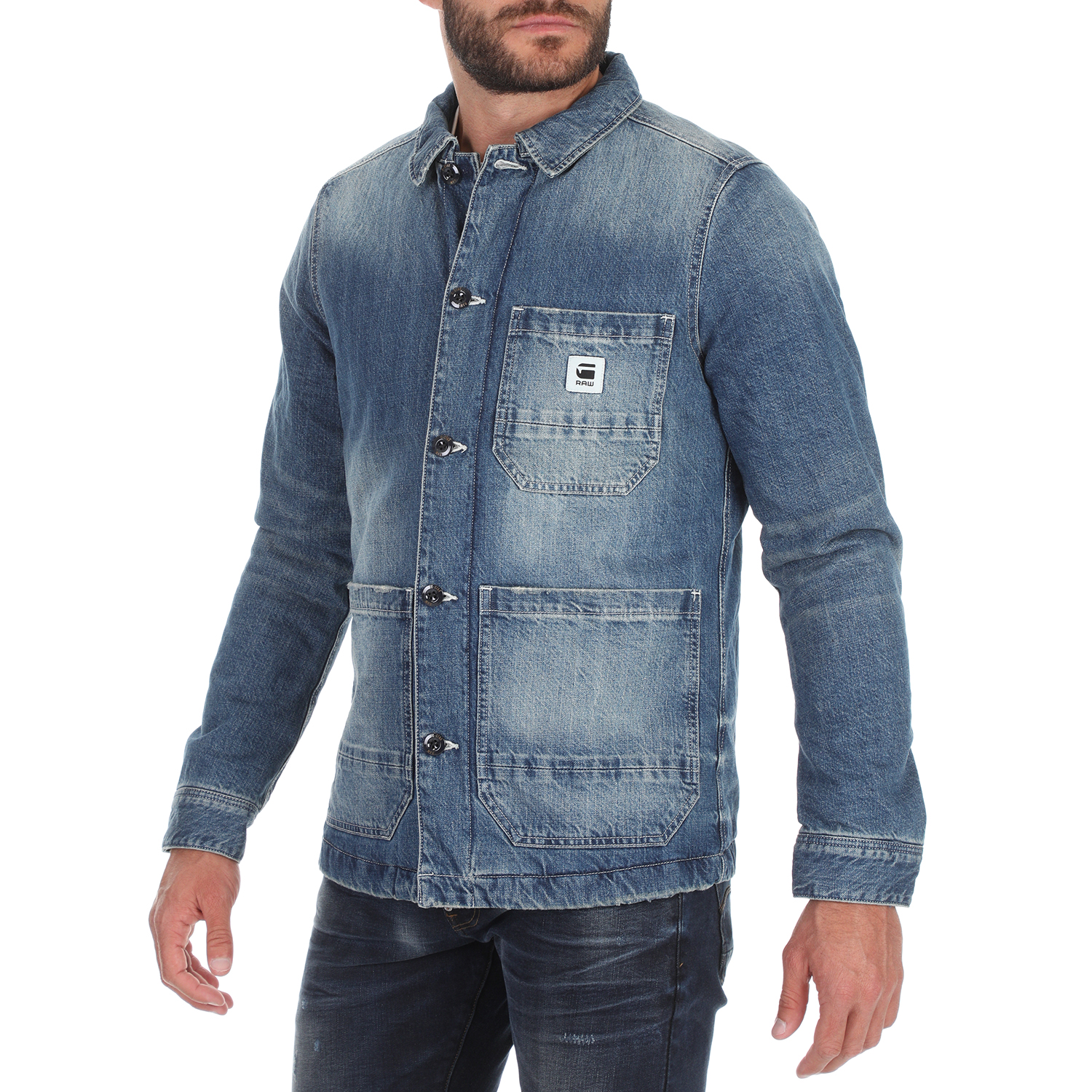 Ανδρικά/Ρούχα/Πανωφόρια/Τζάκετς G-STAR RAW - Ανδρικό jean jacket G-STAR RAW BLAKE PADDED μπλε