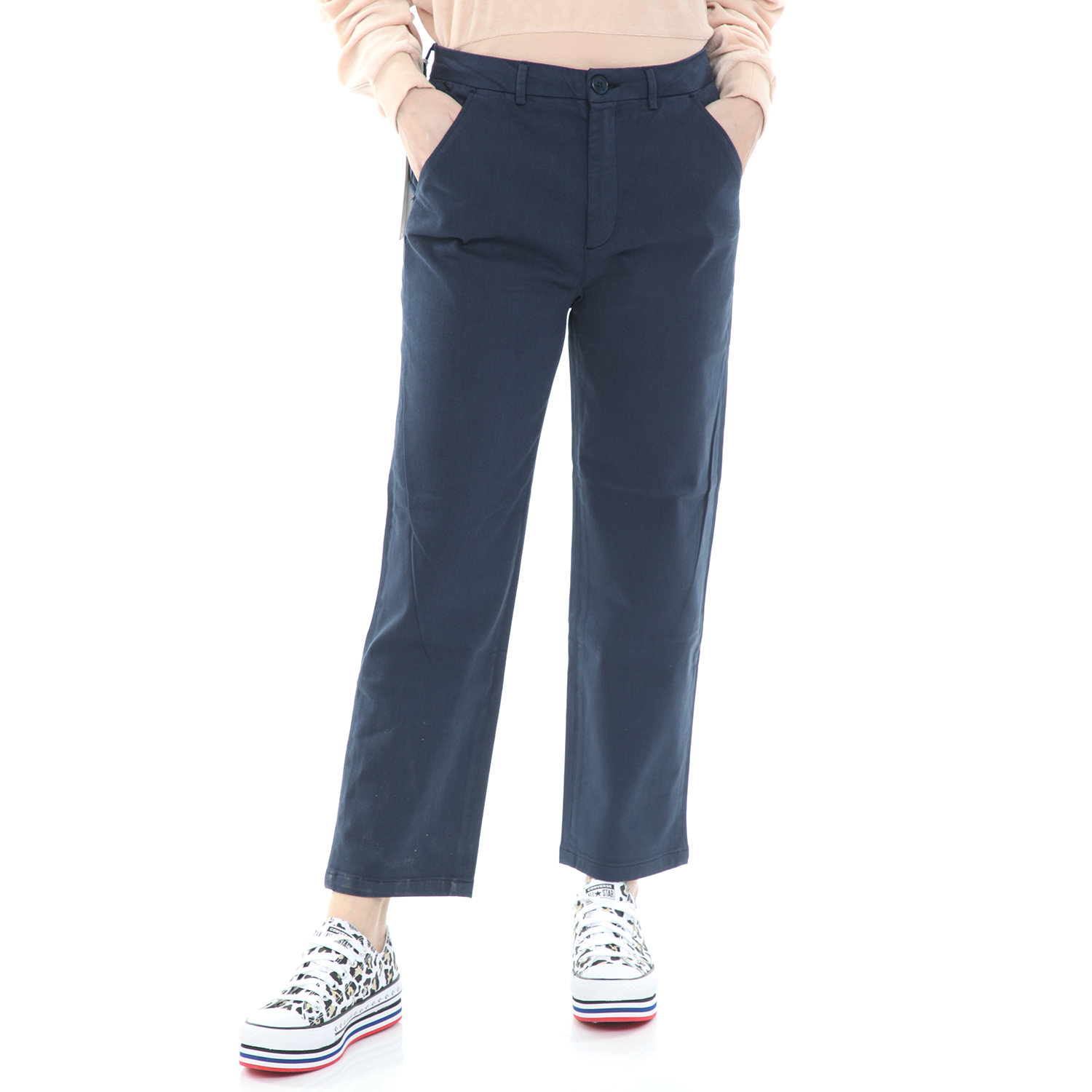 Γυναικεία/Ρούχα/Παντελόνια/Ισια Γραμμή REIKO - Γυναικείο παντελόνι cropped REIKO SANDY HIGH μπλε