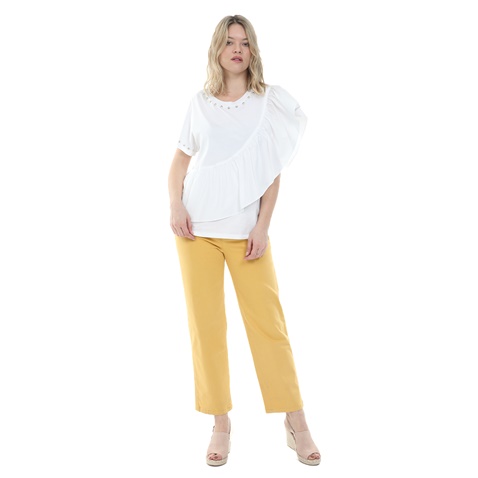 REIKO-Γυναικείο παντελόνι cropped REIKO SANDY HIGH κίτρινο