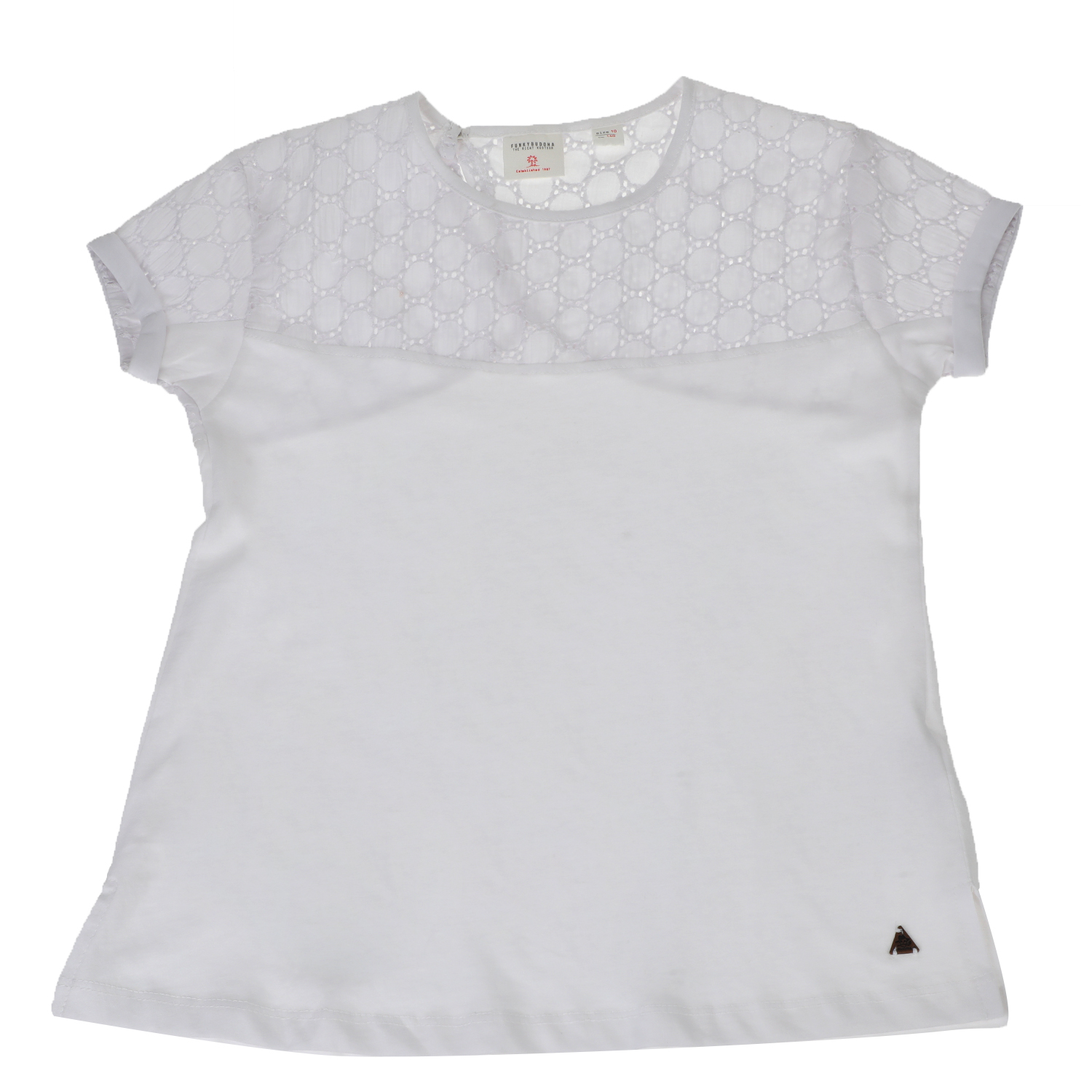 Παιδικά/Girls/Ρούχα/Μπλούζες Κοντομάνικες-Αμάνικες FUNKY BUDDHA - Παιδική μπλούζα FUNKY BUDDHA λευκή