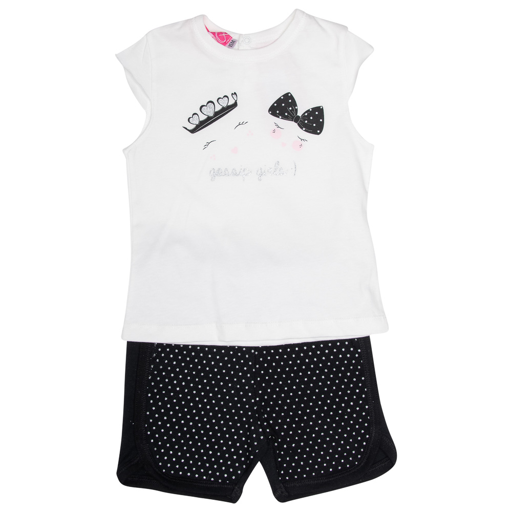 Παιδικά/Baby/Ρούχα/Σετ SAM 0-13 - Βρεφικό σετ μπλούζα σορτς SAM 0-13 ασπρόμαυρο
