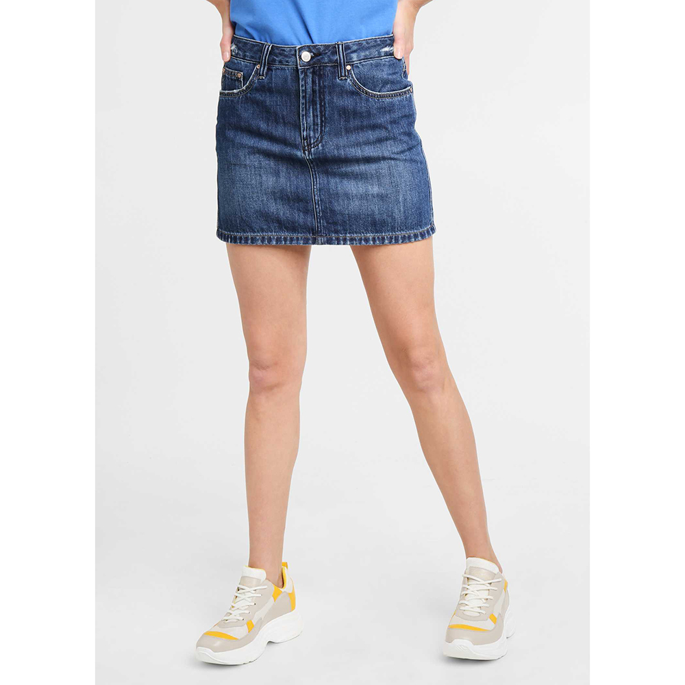 Γυναικεία/Ρούχα/Φούστες/Μίνι FUNKY BUDDHA - Γυναικεία jean mini φούστα FUNKY BUDDHA μπλε
