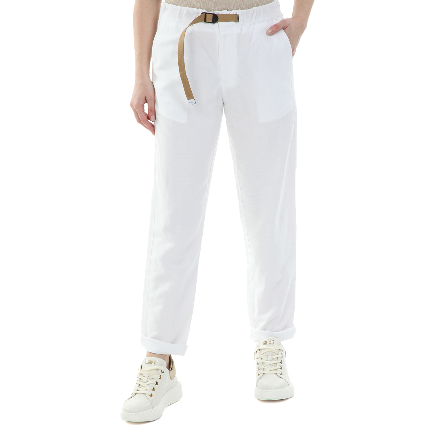 Γυναικεία/Ρούχα/Παντελόνια/Ισια Γραμμή WHITE SAND - Γυναικείο παντελόνι WHITE SAND λευκό