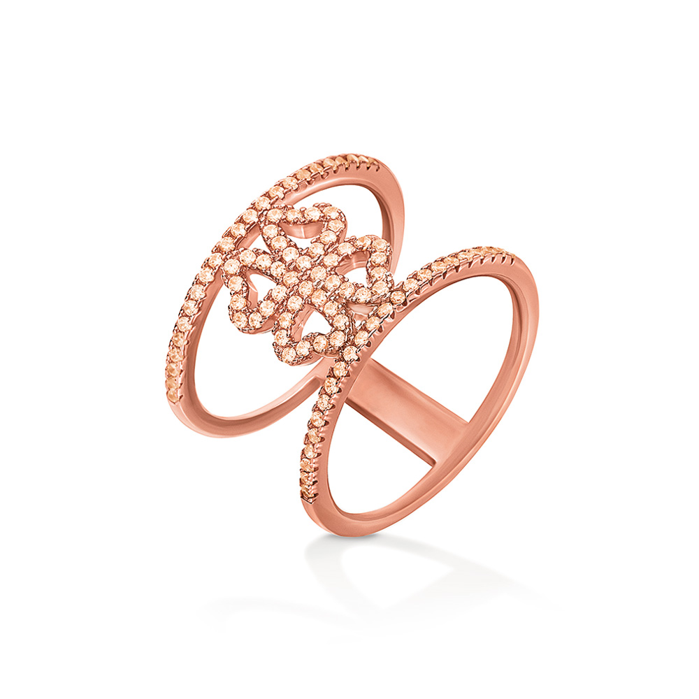 Γυναικεία/Αξεσουάρ/Κοσμήματα/Δαχτυλίδια FOLLI FOLLIE - Ασημένιο διπλό δαχτυλίδι FOLLI FOLLIE ροζ-χρυσό