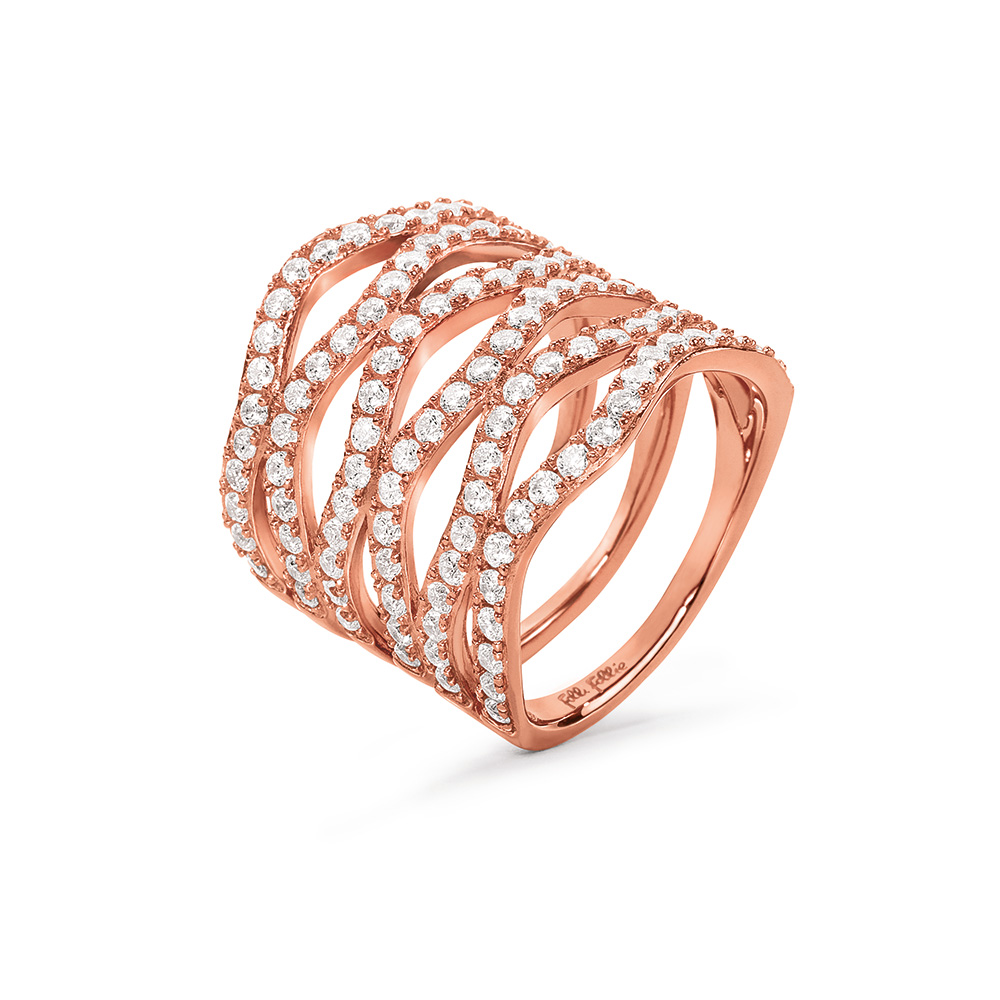 Γυναικεία/Αξεσουάρ/Κοσμήματα/Δαχτυλίδια FOLLI FOLLIE - Ασημένιο φαρδύ δαχτυλίδι FOLLI FOLLIE ροζ χρυσό