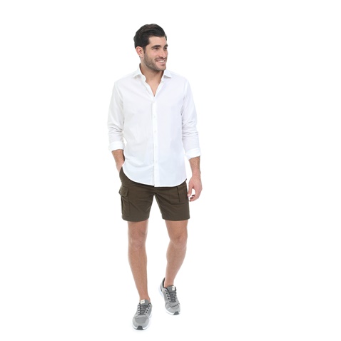 TRUSSARDI-Ανδρικό πουκάμισο TRUSSARDI SLIM FIT λευκό