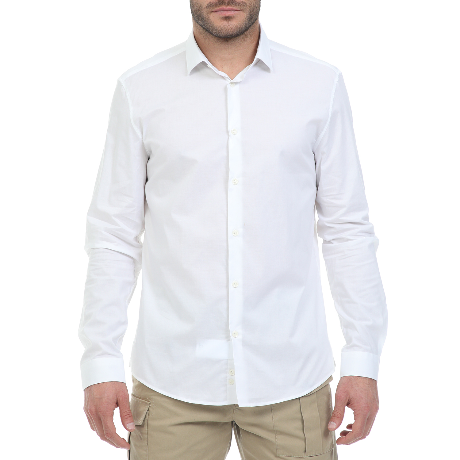 Ανδρικά/Ρούχα/Πουκάμισα/Μακρυμάνικα VERSACE - Ανδρικό πουκάμισο VERSACE λευκό