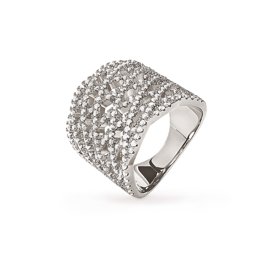 Γυναικεία/Αξεσουάρ/Κοσμήματα/Δαχτυλίδια FOLLI FOLLIE - Ασημένιο φαρδύ δαχτυλίδι FOLLI FOLLIE