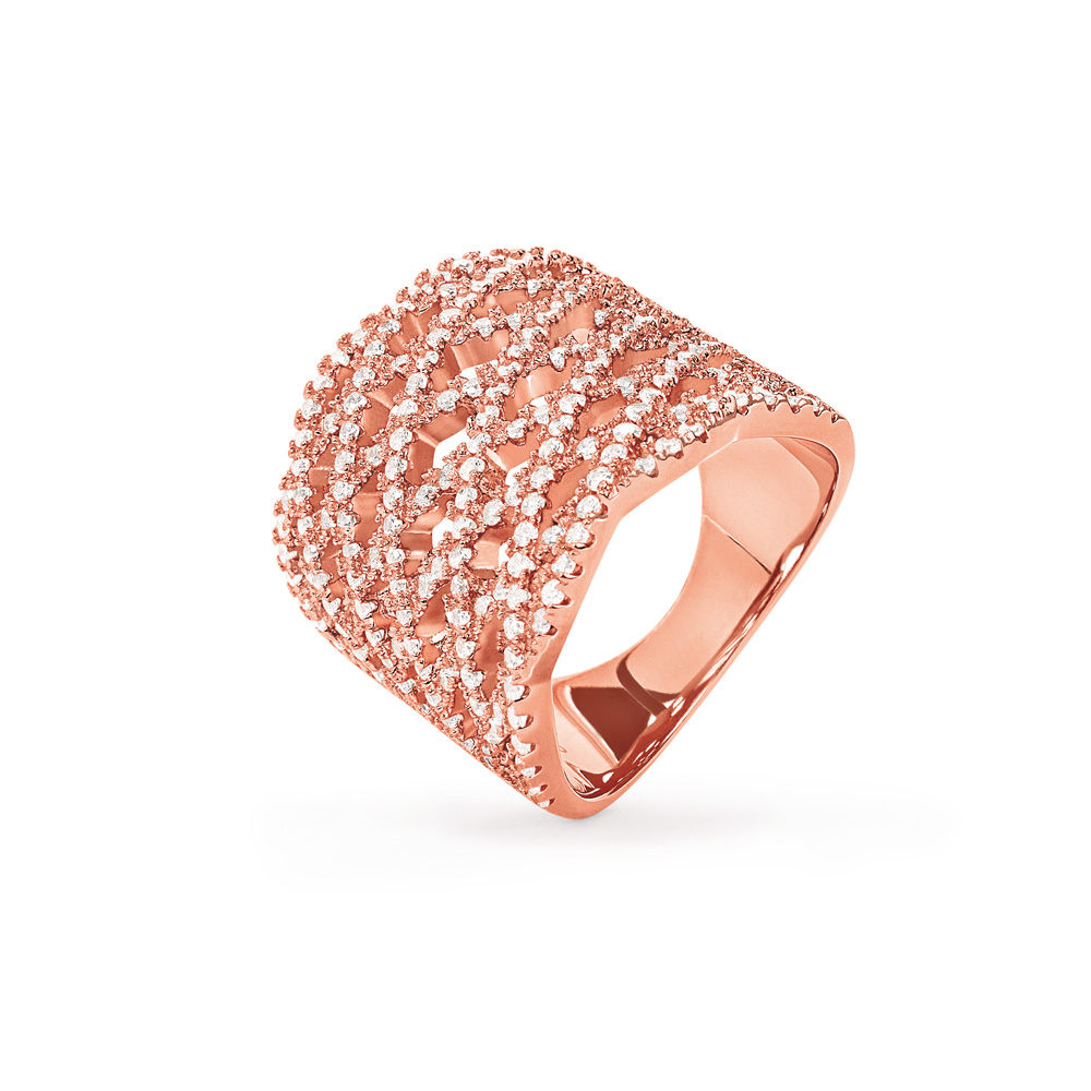 FOLLI FOLLIE - Ασημένιο δαχτυλίδι FOLLI FOLLIE ροζ χρυσό Γυναικεία/Αξεσουάρ/Κοσμήματα/Δαχτυλίδια