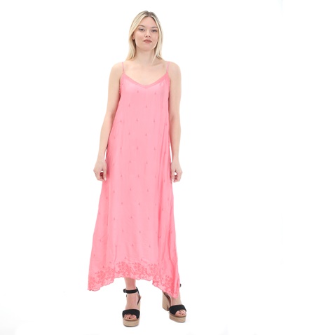 ONESEASON-Γυναικείο maxi φόρεμα ONESEASON ANTOINETTE SLIP DRESS ροζ