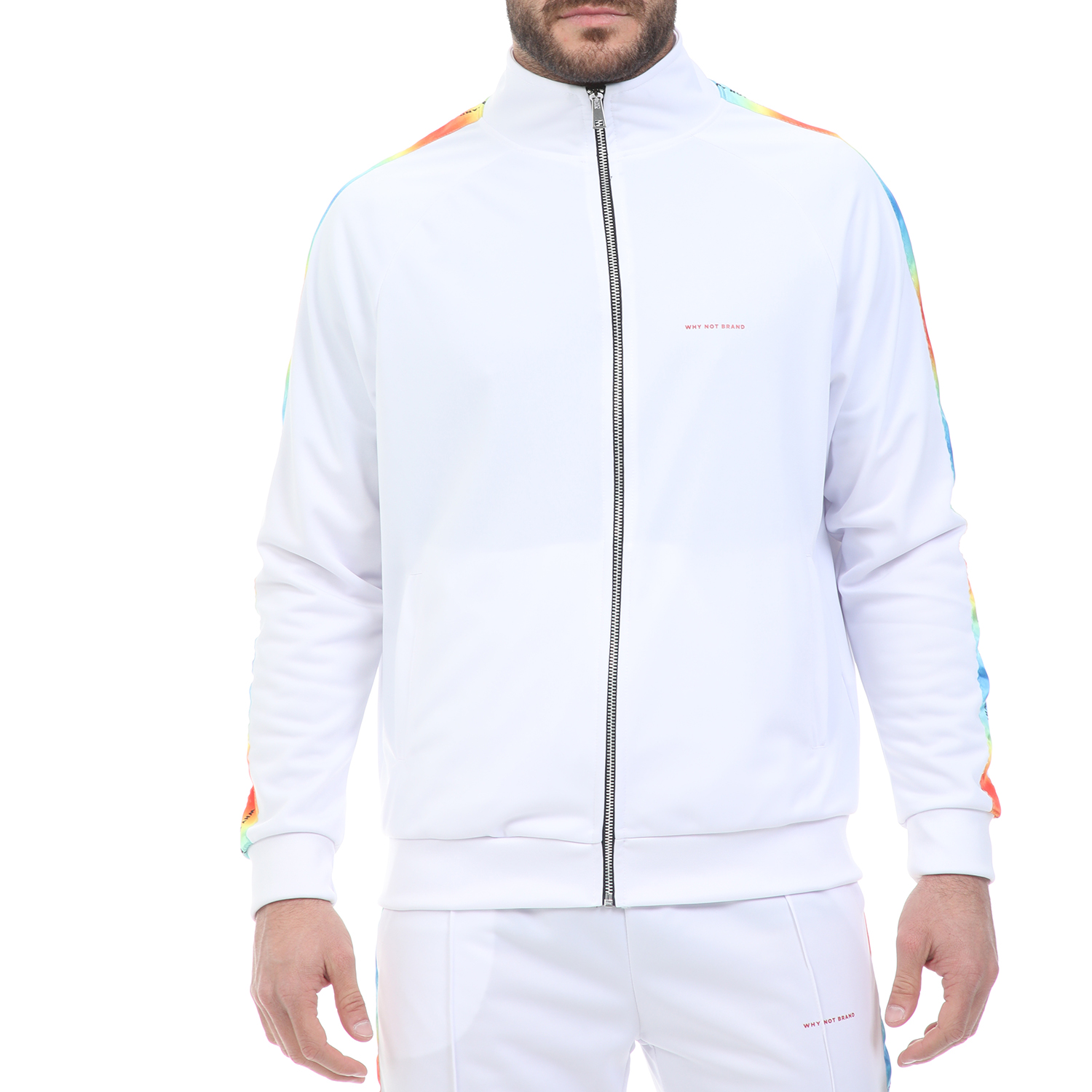 WHY NOT Ανδρική φούτερ ζακέτα WHY NOT SWEAT MULTICOLOR λευκή