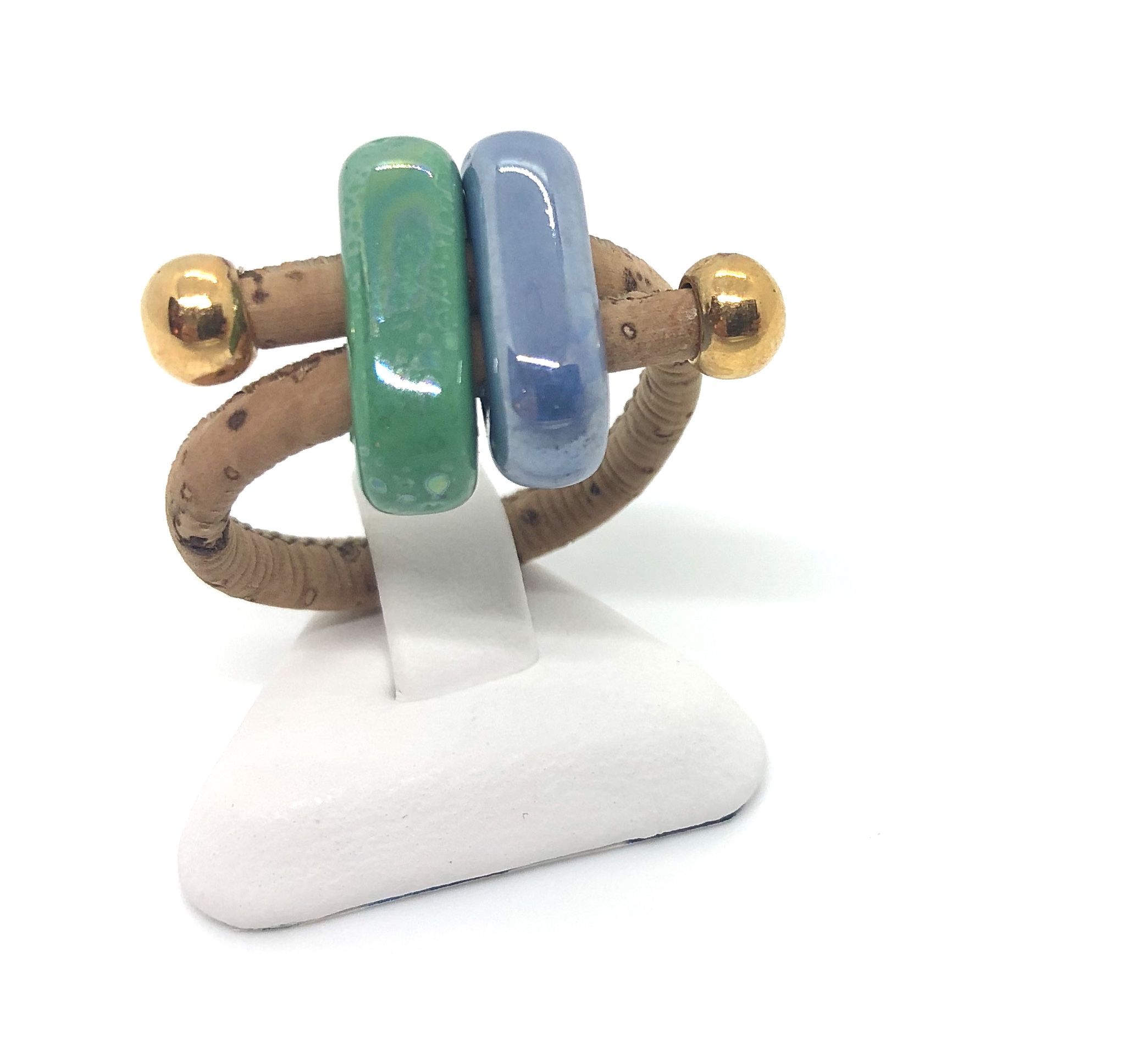 Γυναικεία/Αξεσουάρ/Κοσμήματα/Δαχτυλίδια APOXYLO - Γυναικείο δαχτυλίδι APOXYLO 971 DOUBLE GREEN BLUE σμάλτο