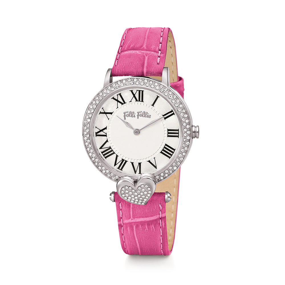FOLLI FOLLIE Γυναικείο ρολόι με δερμάτινο λουράκι FOLLI FOLLIE LOVE&FORTUNE ροζ