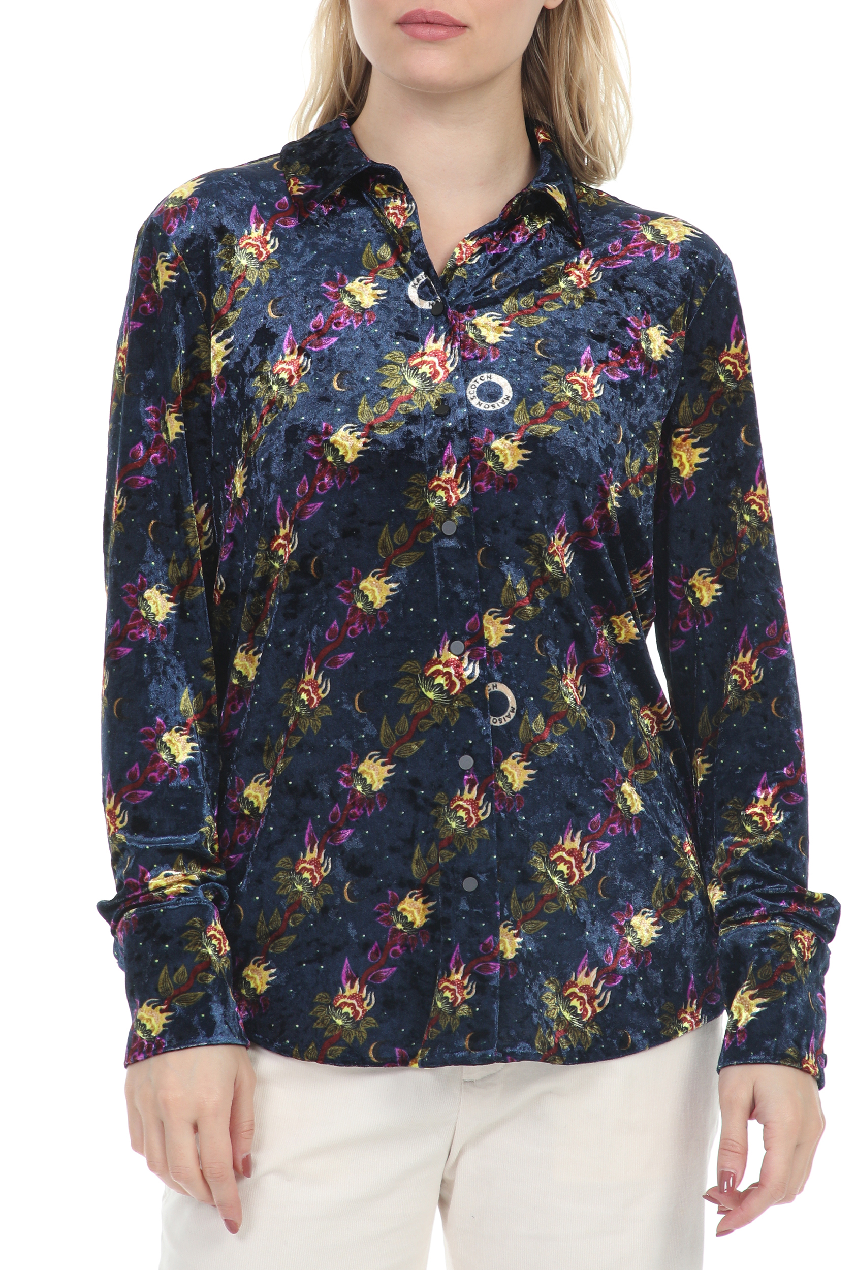 Γυναικεία/Ρούχα/Πουκάμισα/Μακρυμάνικα SCOTCH & SODA - Γυναικείο πουκάμισο SCOTCH & SODA μπλε floral