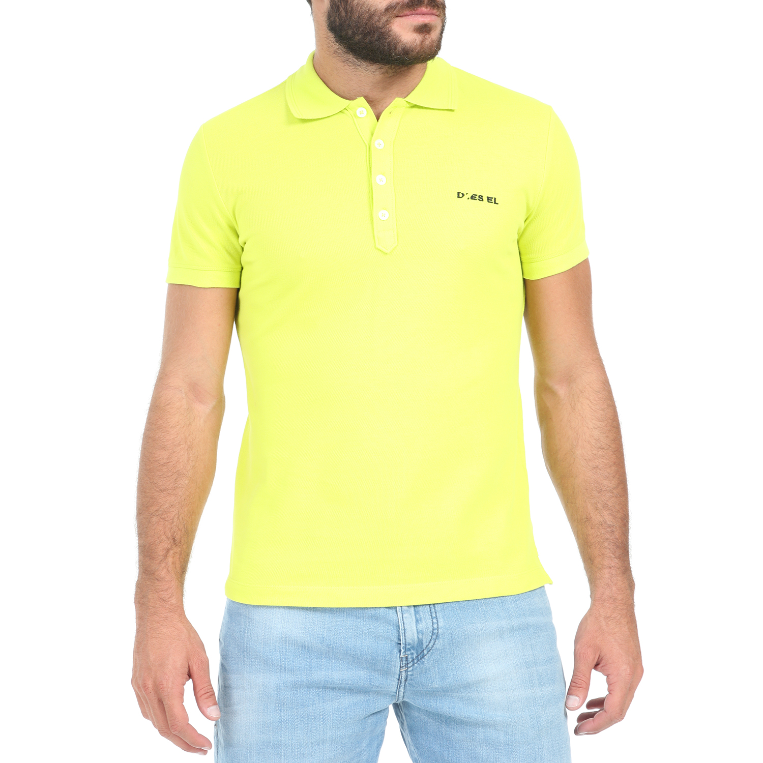 DIESEL - Ανδρική polo μπλούζα DIESEL T-HEAL-BROKEN-ST POLO κίτρινη