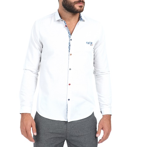 IMPERIAL-Ανδρικό πουκάμισο IMPERIAL λευκό μπλε