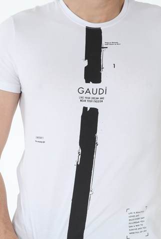 GAUDI-Ανδρική κοντομάνικη μπλούζα GAUDI λευκή