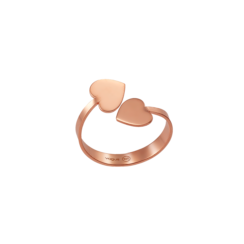 Γυναικεία/Αξεσουάρ/Κοσμήματα/Δαχτυλίδια VOGUE - Γυναικείο ασημένιο δαχτυλίδι καρδιές VOGUE ροζ χρυσό