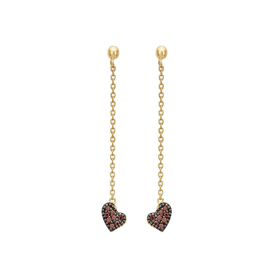 Γυναικεία/Αξεσουάρ/Κοσμήματα/Σκουλαρίκια VOGUE - Γυναικεία ασημένια κρεμαστά σκουλαρίκια καρδιές VOGUE χρυσά μοβ