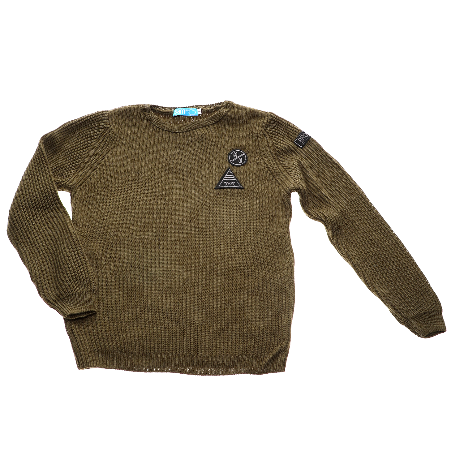 Παιδικά/Boys/Ρούχα/Πλεκτά-Ζακέτες SAM 0-13 - Παιδική πλεκτή μπλούζα SAM 0-13 λαδί