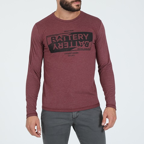 BATTERY-Ανδρική μπλούζα BATTERY μπορντό