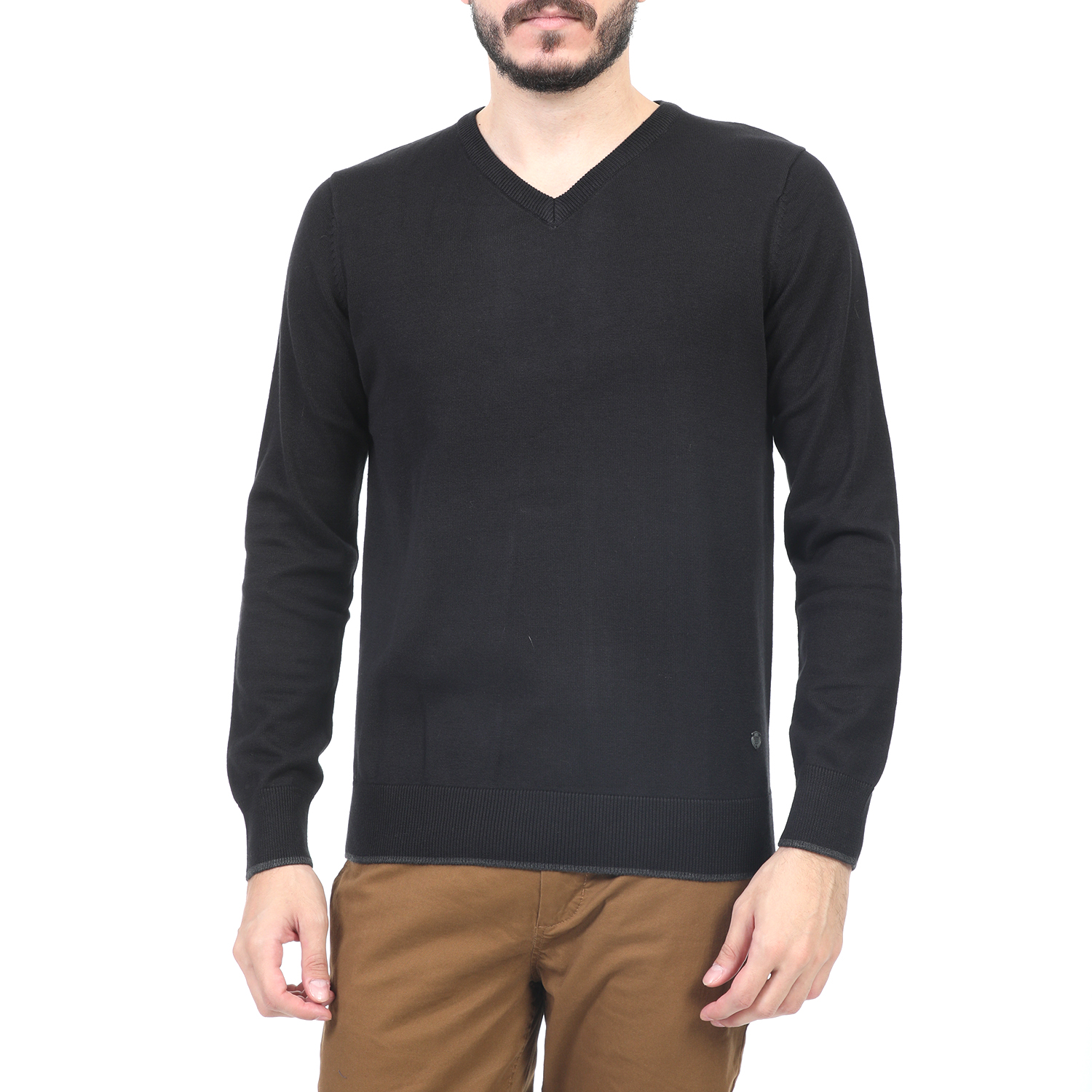 GREENWOOD Ανδρική πλεκτή μπλούζα GREENWOOD μαύρη
