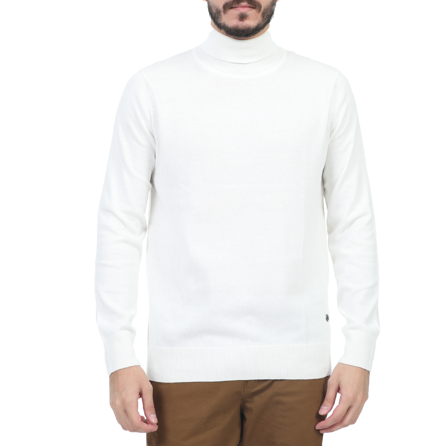 GREENWOOD Ανδρική πλεκτή μπλούζα ζιβάγκο GREENWOOD λευκή