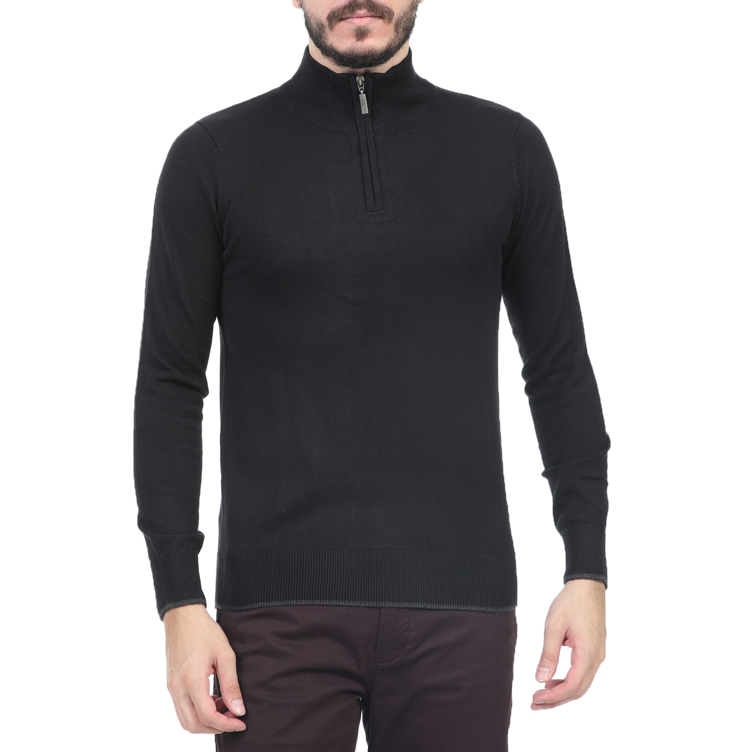 GREENWOOD - Ανδρική πλεκτή μπλούζα GREENWOOD μαύρη Ανδρικά/Ρούχα/Πλεκτά-Ζακέτες/Πουλόβερ