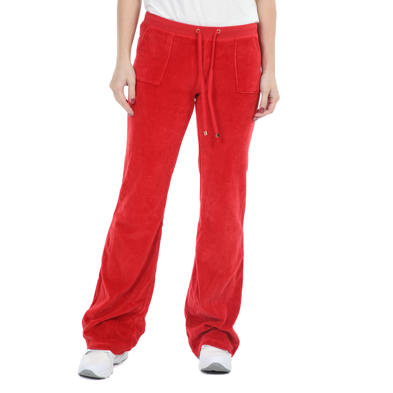 Γυναικεία/Ρούχα/Παντελόνια/Φόρμες FOUR ANGELS - Γυναικείο βελούδινο παντελόνι φόρμας FOUR ANGELS BASIC κόκκινο