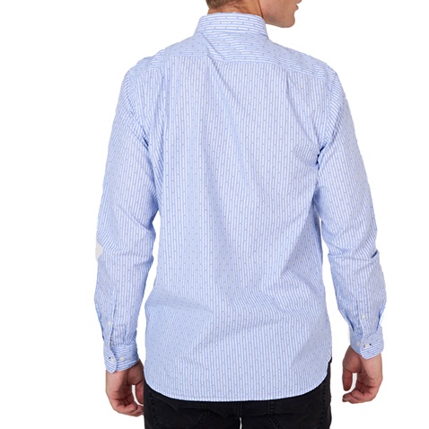 FUNKY BUDDHA-Ανδρικό πουκάμισο FUNKY BUDDHA μπλε λευκό
