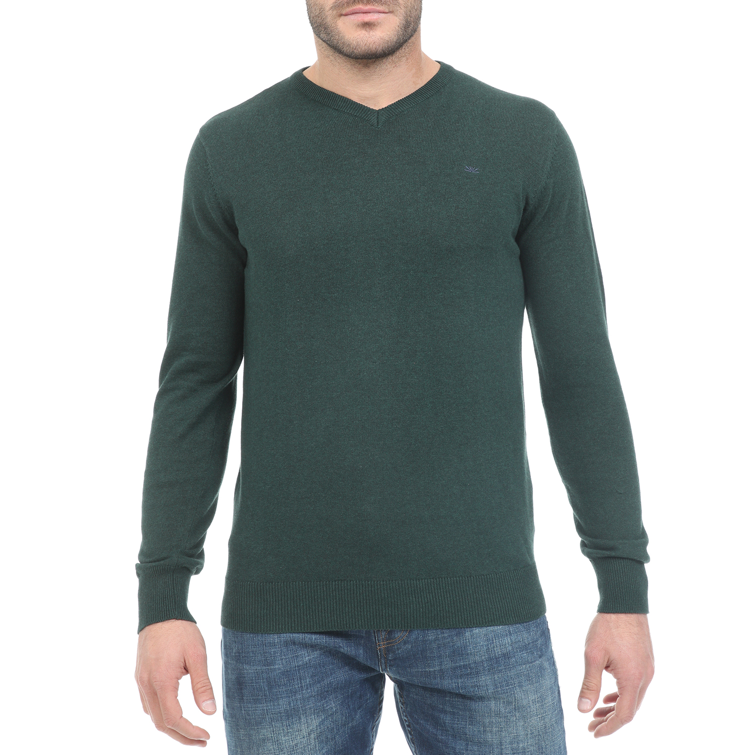 Ανδρικά/Ρούχα/Πλεκτά-Ζακέτες/Πουλόβερ FUNKY BUDDHA - Ανδρική πλεκτή μπλούζα FUNKY BUDDHA πράσινη