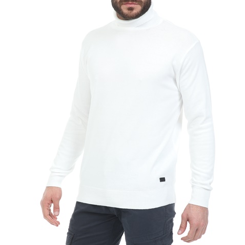 CATAMARAN SAILWEAR-Ανδρική πλεκτή μπλούζα ζιβάγκο CATAMARAN SAILWEAR λευκή (μεγάλα μεγέθη)