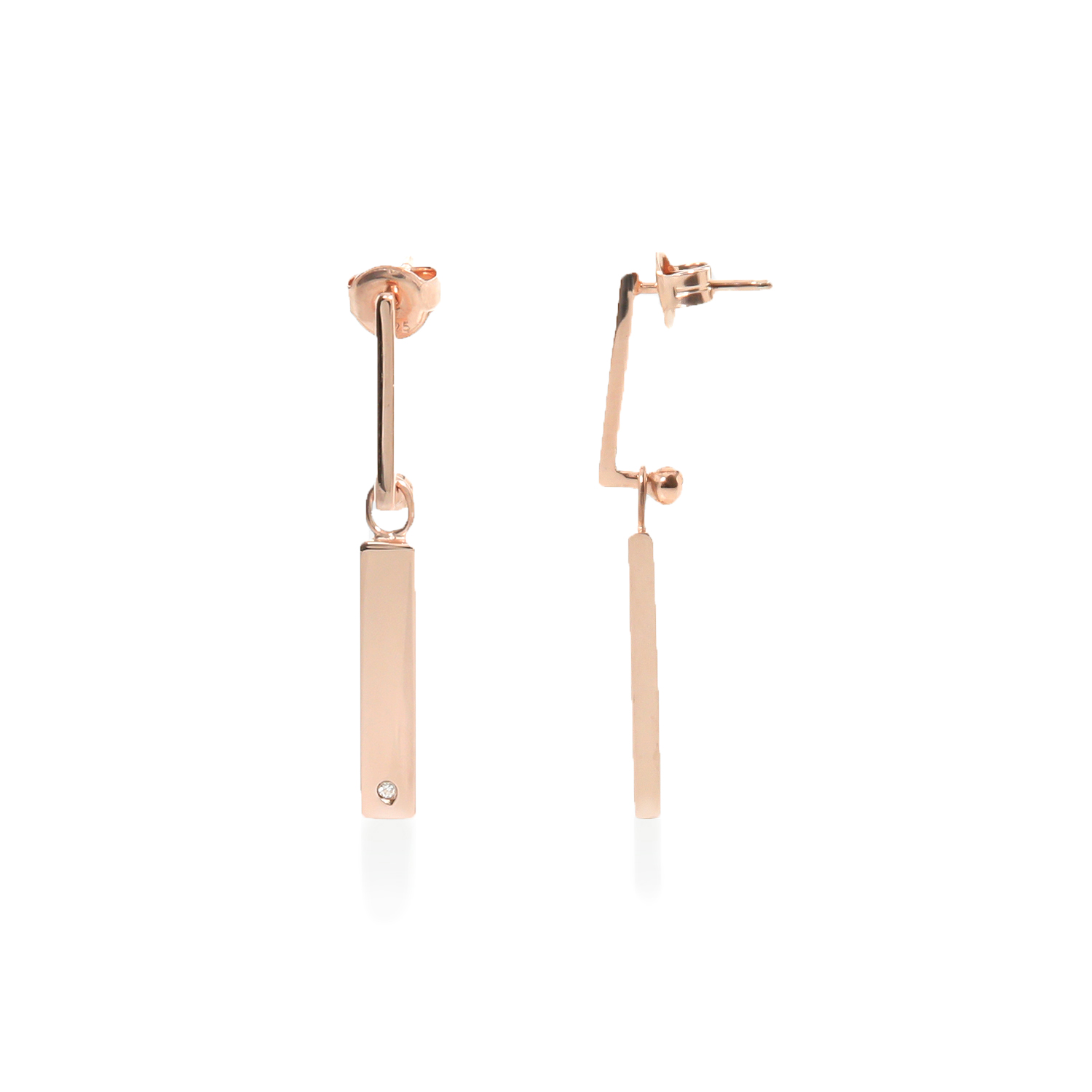 Γυναικεία/Αξεσουάρ/Κοσμήματα/Σκουλαρίκια FOLLI FOLLIE - Γυναικεία ασημένια κρεμαστά σκουλαρίκια FOLLI FOLLIE PLATE ροζ χρυσό