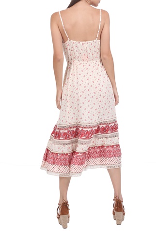 SUPERDRY-Γυναικείο midi φόρεμα SUPERDRY AMEERA CAMI εκρού ροζ