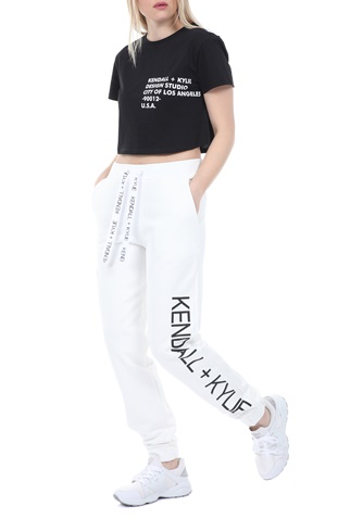 KENDALL + KYLIE-Γυναικείο t-shirt KENDALL + KYLIE CROPPED LOGO μαύρο