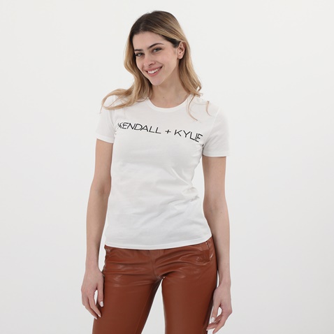 KENDALL+KYLIE-Γυναικείο basic t-shirt KENDALL+KYLIE KKW.1S1.042.021 λευκό