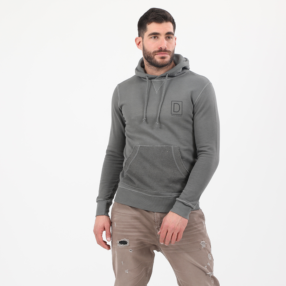 DIRTY LAUNDRY Ανδρική φούτερ μπλούζα DIRTY LAUNDRY IN/OUT POCKET HOODIE γκρι