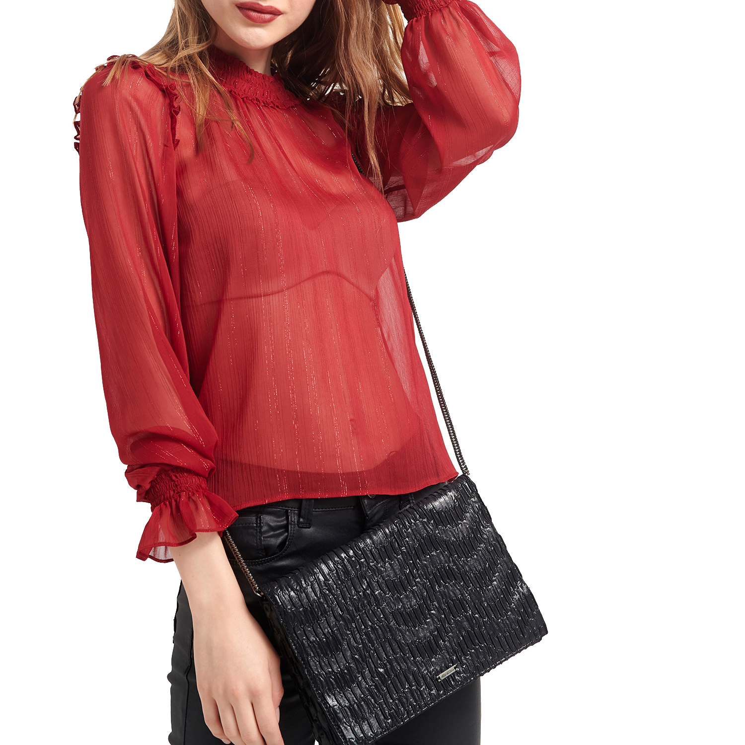 Γυναικεία/Ρούχα/Μπλούζες/Μακρυμάνικες ATTRATTIVO - Γυναικεία μπλούζα ATTRATTIVO κόκκινη
