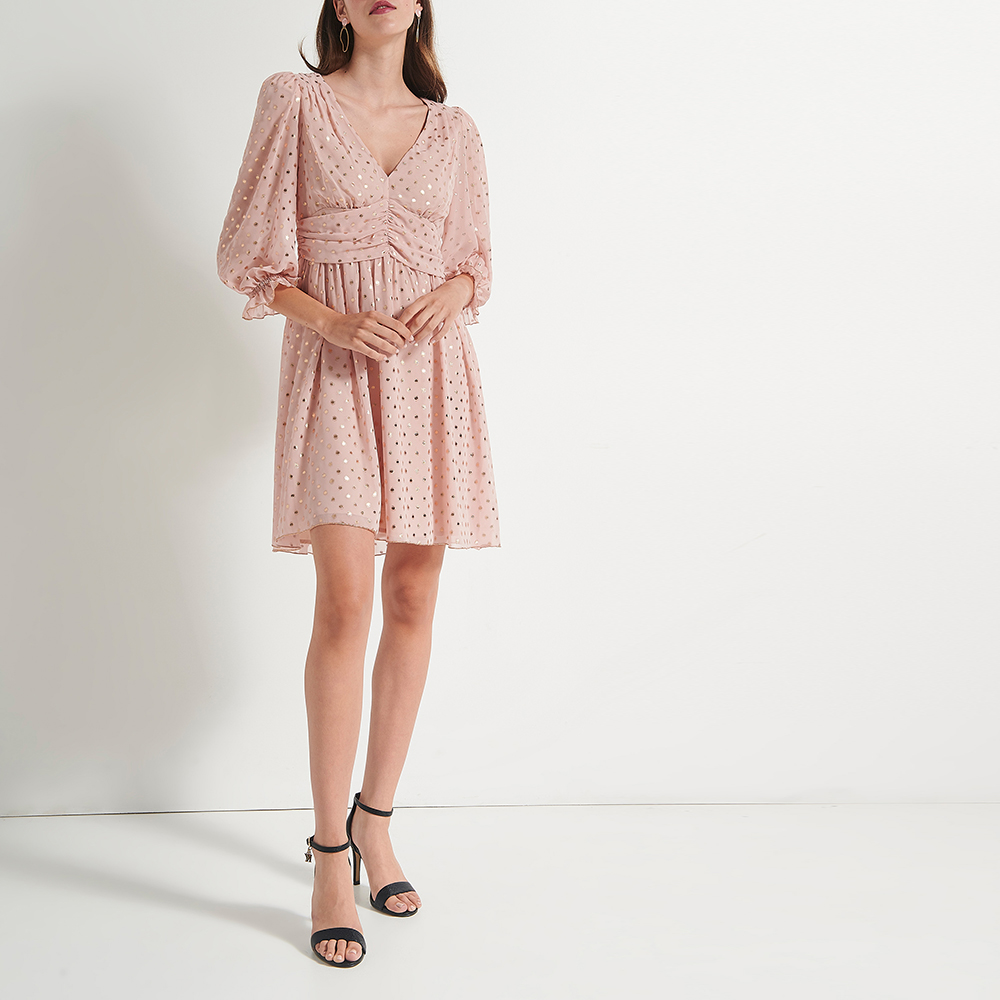 Γυναικεία/Ρούχα/Φορέματα/Μίνι ATTRATTIVO - Γυναικείο mini φόρεμα ATTRATTIVO ροζ χρυσό