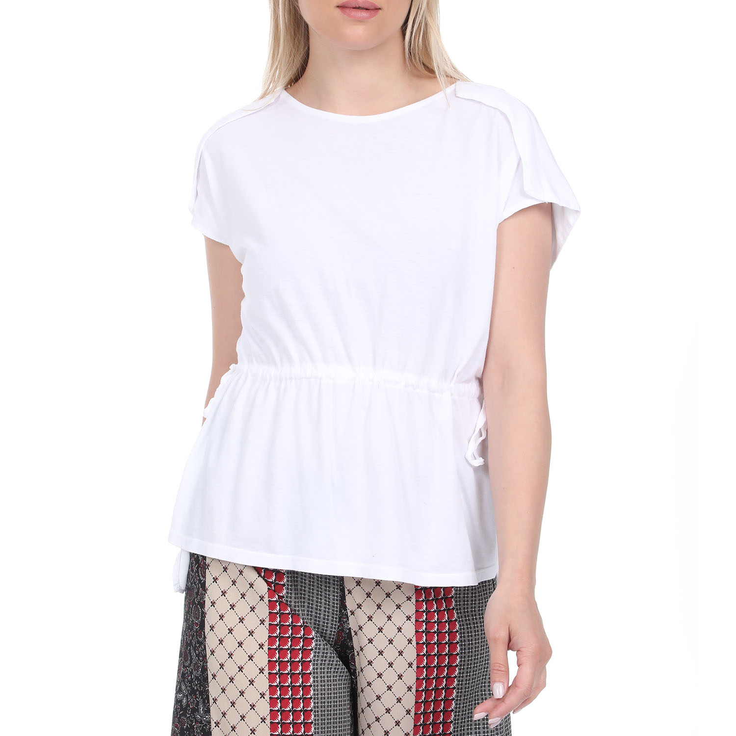 Γυναικεία/Ρούχα/Μπλούζες/Κοντομάνικες ATTRATTIVO - Γυναικεία μπλούζα ATTRATTIVO λευκή