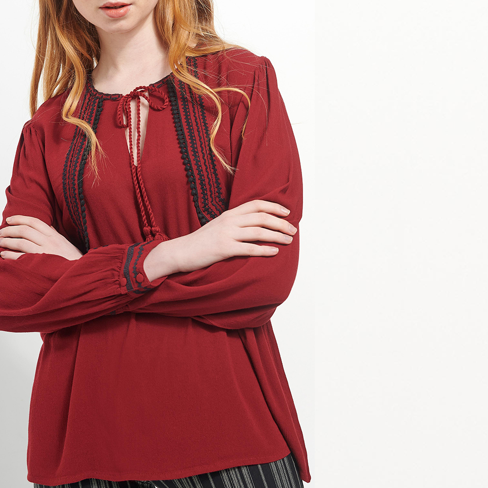 Γυναικεία/Ρούχα/Μπλούζες/Μακρυμάνικες ATTRATTIVO - Γυναικεία μπλούζα ATTRATTIVO κόκκινη μπλε