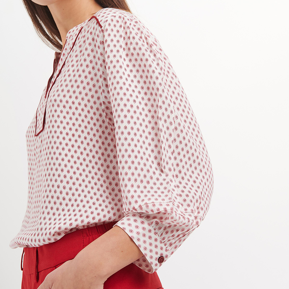 Γυναικεία/Ρούχα/Μπλούζες/Μακρυμάνικες ATTRATTIVO - Γυναικεία μπλούζα ATTRATTIVO λευκή κόκκινη