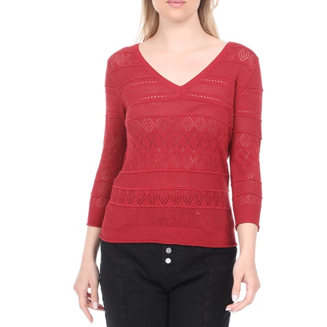 ATTRATTIVO-Γυναικεία πλεκτή μπλούζα ATTRATTIVO κόκκινη