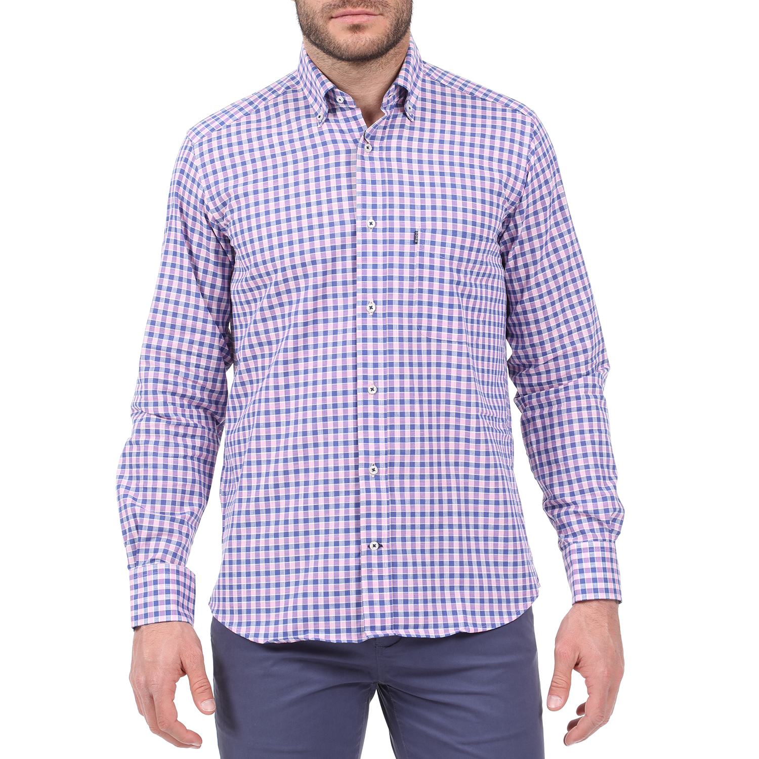 Ανδρικά/Ρούχα/Πουκάμισα/Μακρυμάνικα DORS - Ανδρικό πουκάμισο DORS μπλε ροζ