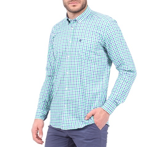 DORS-Ανδρικό πουκάμισο DORS πράσινο μπλε