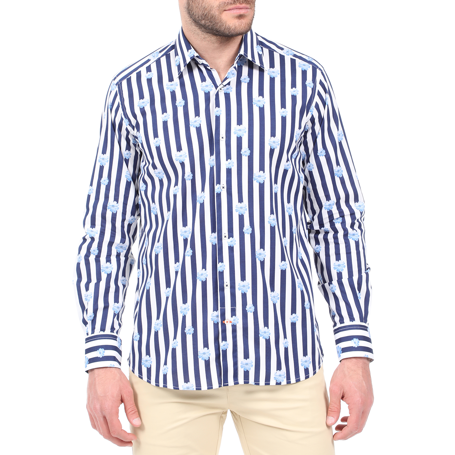 Ανδρικά/Ρούχα/Πουκάμισα/Μακρυμάνικα DORS - Ανδρικό πουκάμισο DORS λευκό μπλε