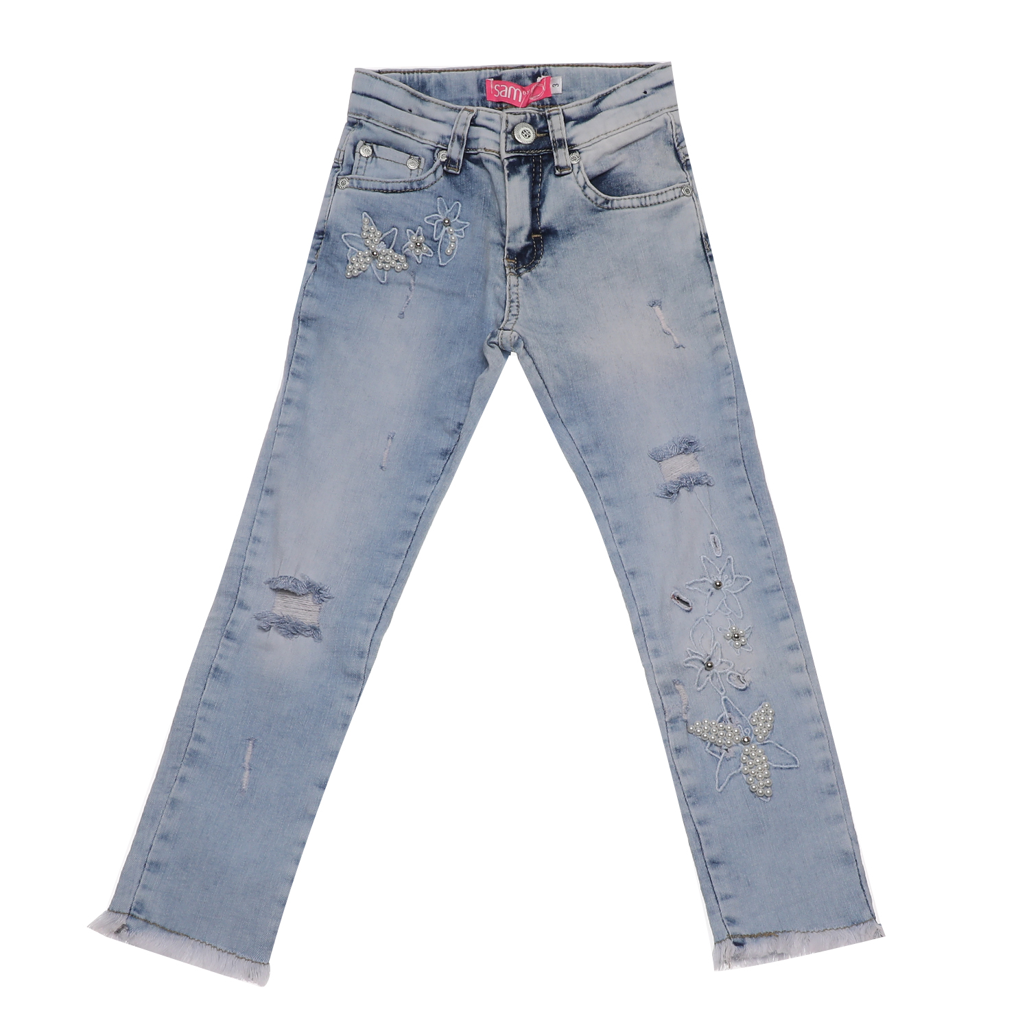 Παιδικά/Girls/Ρούχα/Παντελόνια SAM 0-13 - Παιδικό jean παντελόνι SAM 0-13 μπλε